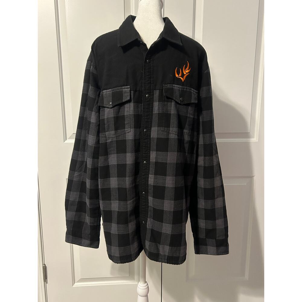 Stormtech Performance Plaid Flannel Jacket Black Gray Mens XL